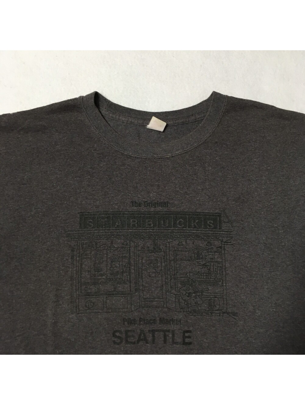Men’s The Original Starbucks Pike Place Market Seattle Black T-Shirt Size LARGE